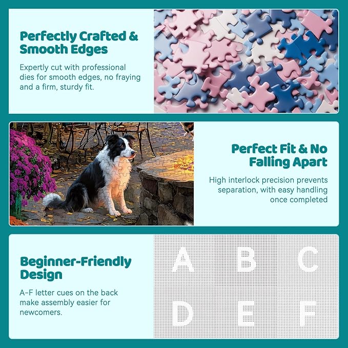 300 Piece Puzzles for Adults Large Piece, Coffee Shop Dog Cat Campfire Jigsaw Puzzle, Funny Gift for Adult Kids, Challenging Puzzle Perfect for Game Nights, 20.5 X 15 in