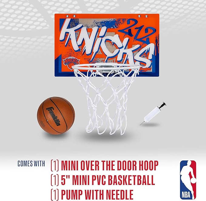 Franklin Sports NBA Team Over the Door Basketball Hoops - Kids Indoor Mini Basketball Hoop + Ball Set - NBA Fan Mini Hoops