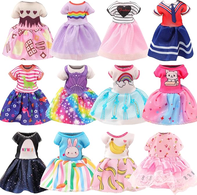 Miunana 19 Pcs 5.3 Inch Doll Clothes and Accessories - 3 Dresses, 3 Outfits, 3 Swimsuits, 3 Shoes, 2 Sunglasses, 5 Outfits Hangers