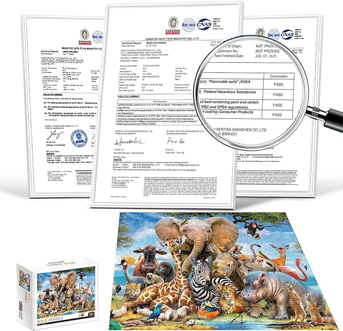 1000 Piece Jigsaw Puzzles for Adults Teens Kids - Fine Art Challenging, Wild Animals 1000Pcs Puzzle, Family Game Gift, Size 27"x20"