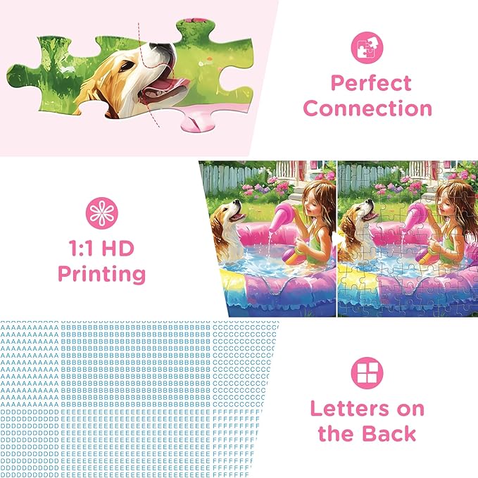 300 Piece Puzzles for Adults,Jigsaw Puzzles 300 Pieces Summer Puzzle,Dog Puzzle for Adults Kids Seniors,Girl Jigsaw Puzzle Games Premium Cardboard Puzzles Birthday Party Family Activity Great Gift