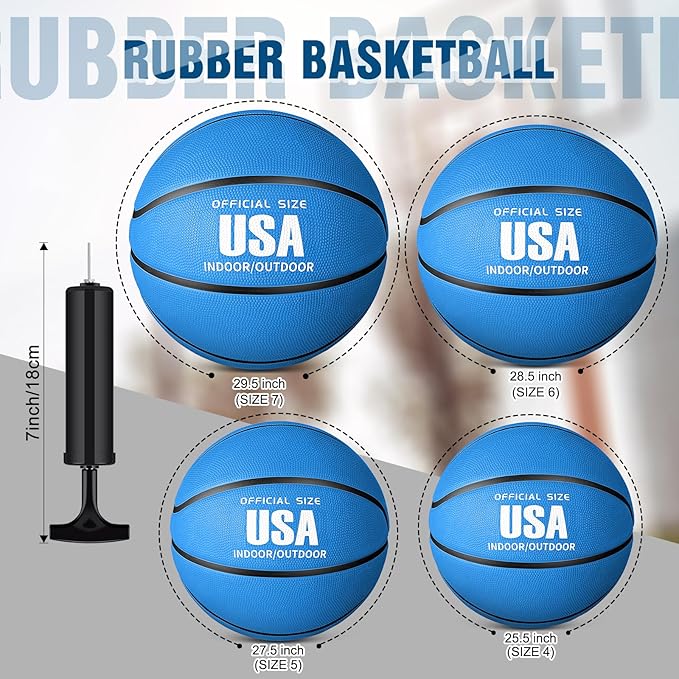 Libima 12 Pcs Rubber Basketball Official Size Bulk Streetball Multicolor Basket Ball with Pump Plain Basketball for Adult Youth Kid Indoor Outdoor Training Game Gift Back to School