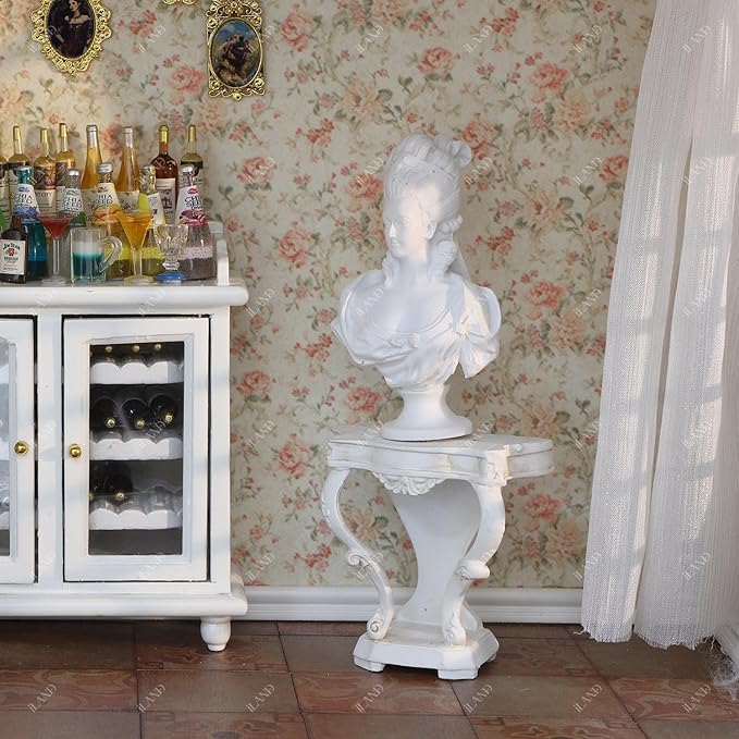 iLAND 1/12 Scale Accessories Mini Victorian Dollhouse Décor Resin Statue Marie Antoinette Queen for Vintage Miniature Doll House Accessories and Furniture Exquisite