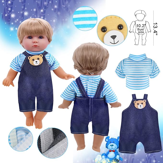 Girl Doll Clothes and Accessories Gift - 8 pcs Alive-Baby Doll Clothes Dress Outfits for 12 Inch Dolls, 6 Complete Sets Clothing of Dresses Cloak Onesies Pajamas …
