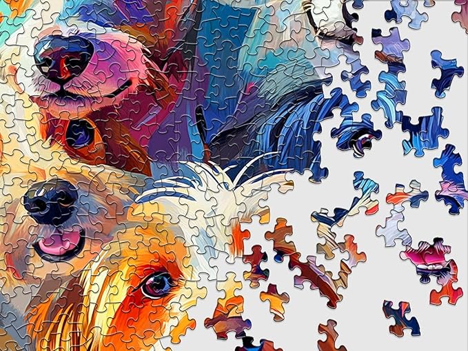 Springbok Puppy Rainbow 500 Piece Jigsaw Puzzle for Adults and Family - Colorful Dogs - Unique Cut Pieces - Made in USA