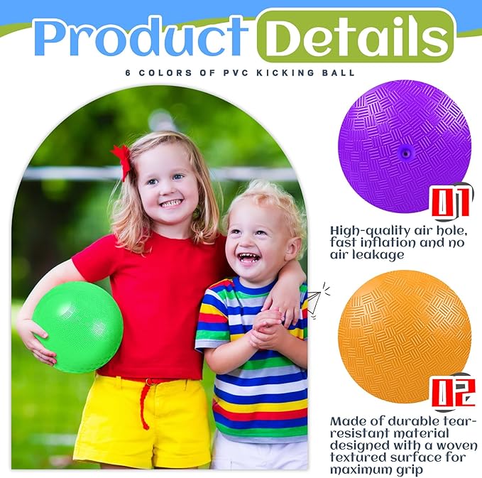 Hiboom Playground Balls 5 Inch Dodgeball Playground Balls Kick Outdoor Inflatable with 1 Pcs Hand Pump for Adults Yoga Exercise Gym Schoolyard(Multi Color,12 Pcs)