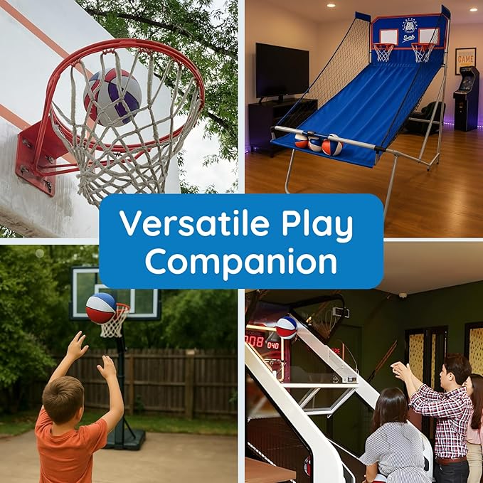 Botabee Red, White and Blue Mini Basketball Set Basketball Arcade Games - Size 3, 7” Junior Basketballs Suitable for Indoors, Outdoors and Arcade Basket Ball - 3 Pack