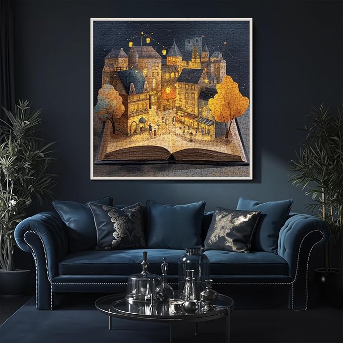 Fantasy Book Villages Puzzles for Adults 1000 Pieces Nature, Vintage Country Towns Beautiful Landscape Art Jigsaw Puzzles, Impossible Hard Difficult Challenging Puzzle