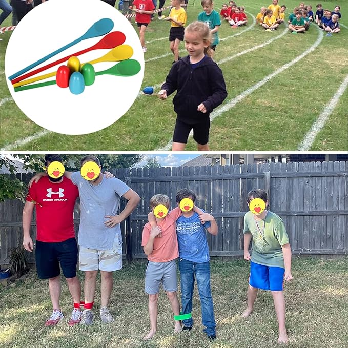 CWLAKON Outdoor Games, Potato Sack Race Bags for Kids Adult, Egg Spoon Relay Race, 3 Legged Race Sport Fan Game Day, Birthday Party Field Family Reunion Carnival Outside Yard Lawn Easter Fall Festival