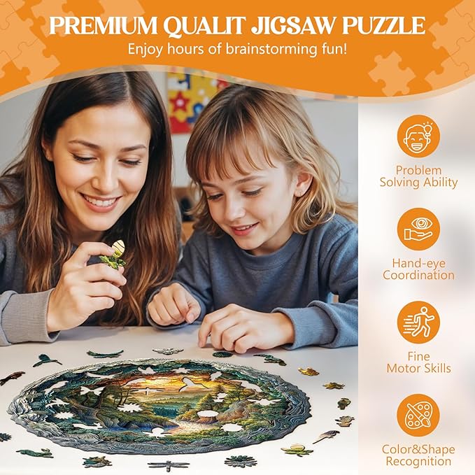 Wooden Puzzles for Adults, 3D Vision Effect-3D Cave Forest Wood Puzzles Adult, Unique Shaped Wooden Jigsaw Puzzle, Creative Gifts for Friends/Family/Puzzle Lovers, Home Decor(M-11.4 * 11.4in 200pcs)