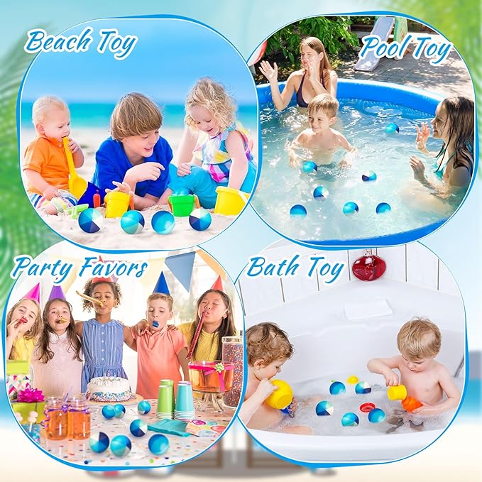 Jerify 24 Pcs Mini Beach Stress Balls 2.5 Inch Foam PU Relief Stress Ball Mini Rainbow Blow up Beach Balls Toys for Girls Boys Birthday Beach Hawaiian Party Favors Summer Pool Games (Elegant Color)