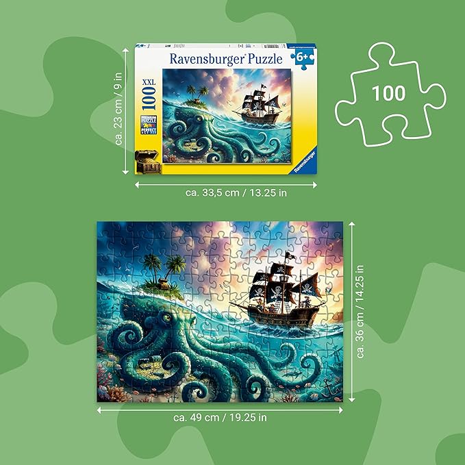 Ravensburger Octopus Treasure 100 Piece XXL Puzzle for Kids 6+