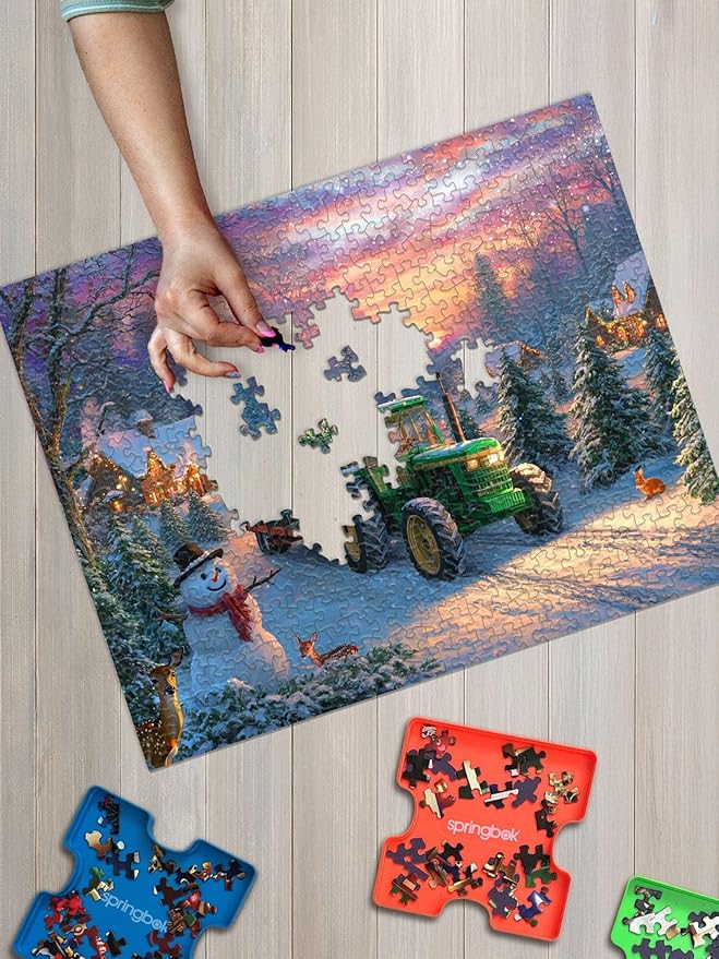 Springbok Bringing Home Christmas 1000 Piece Jigsaw Puzzle for Adults - John Deere Holiday Farm - Unique Cut Pieces - Made in USA