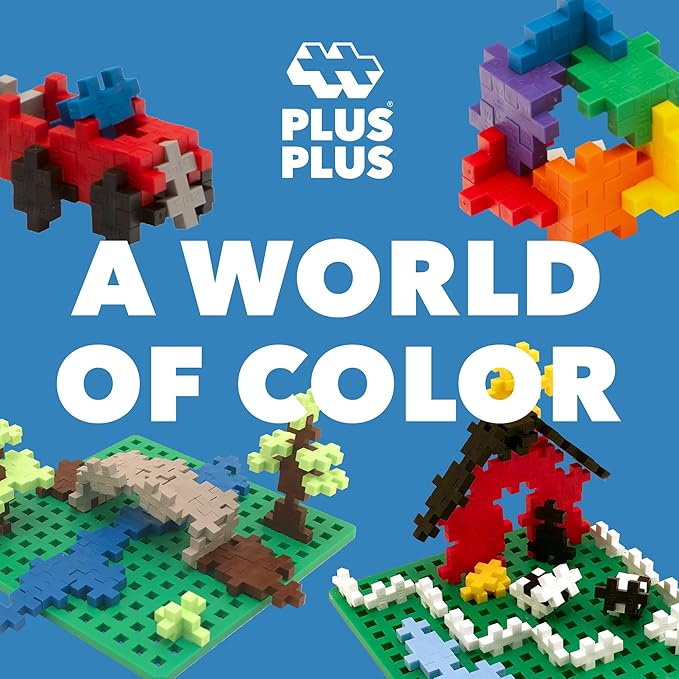 PLUS PLUS 240 Piece Interlocking Building Blocks for Kids, Open Ended Connecting Toys, STEM Bin Mini Manipulatives - Basic Mix Play Tube & Baseplate