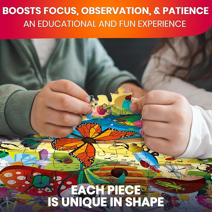 QUOKKA 100 Piece Puzzles for Kids Ages 4-6 – 4 Jigsaw Puzzles for Kids Ages 6-8 – Search and Find Game with Ocean Forest Animals for Childrens 5-8 – Learning Educational Toys for Boys and Girls 8-11