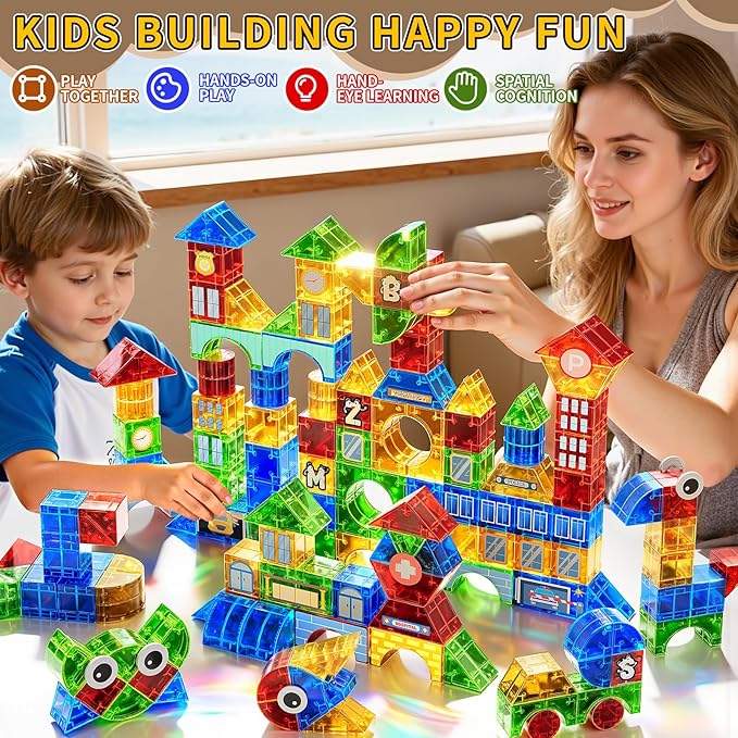 Magnet Toy for Toddlers 3-5, 115 Pieces Magnet Building Toys for Kids 4-8, Preschool Educational Christmas Birthday Gifts Toys for Kids Ages 3-5 Year Old Boys and Girls