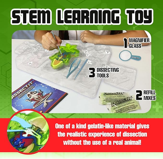 Dissect-It Kit for Kids, Simulated Synthetic Lab Dissection Toy, Frog Super Lab STEM Toys for Animal Science, Biology, and Anatomy