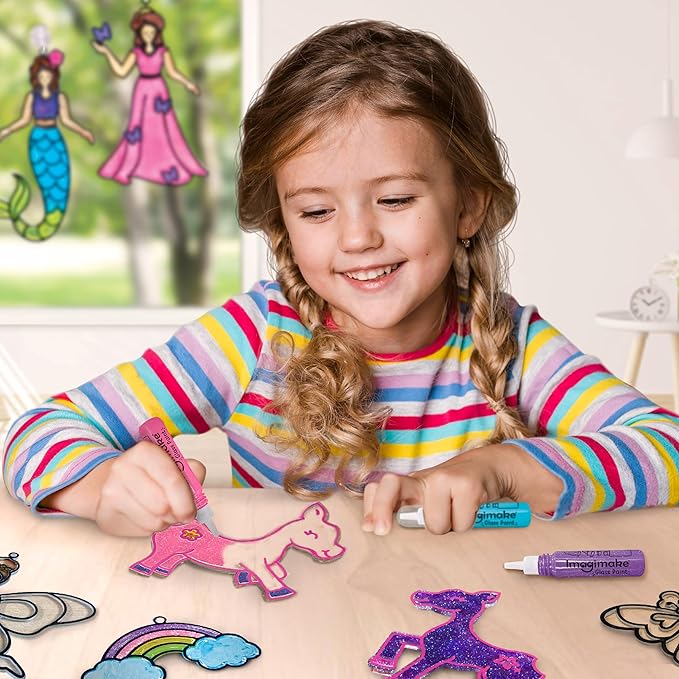 Imagimake Window Art Princess & Unicorn | DIY Suncatcher Kit for 5-8 Year Old | Princess & Unicorn Toys for Girls | Art & Craft Kits for Ages 6-8 | Easter Gifts for 5 Year Old Girls