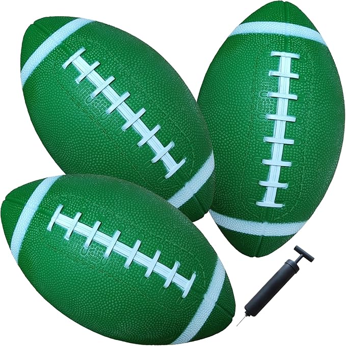 AppleRound 3-Pack 8-Inch Waterproof Footballs for Pool, Beach, & Backyard - Ideal for Water & Land Play - Ball Pump Included, Pee-Wee Junior Size for Kids & Teens