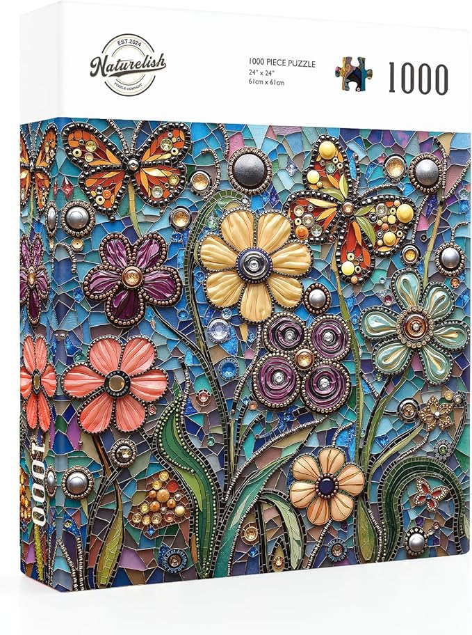 Flower Diamond Jigsaw Puzzles for Adults 1000 Pieces, Challenging Puzzles Perfect for Game Night, Great Gift Idea, Size 24x24 in