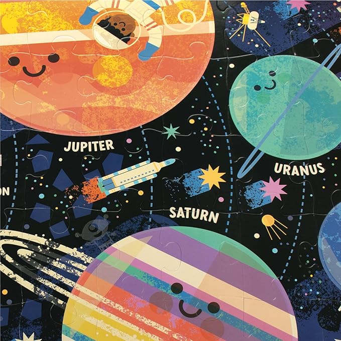 Chuckle & Roar Educational 50 PC Floor Puzzle Giant Space Glow-in-the-Dark