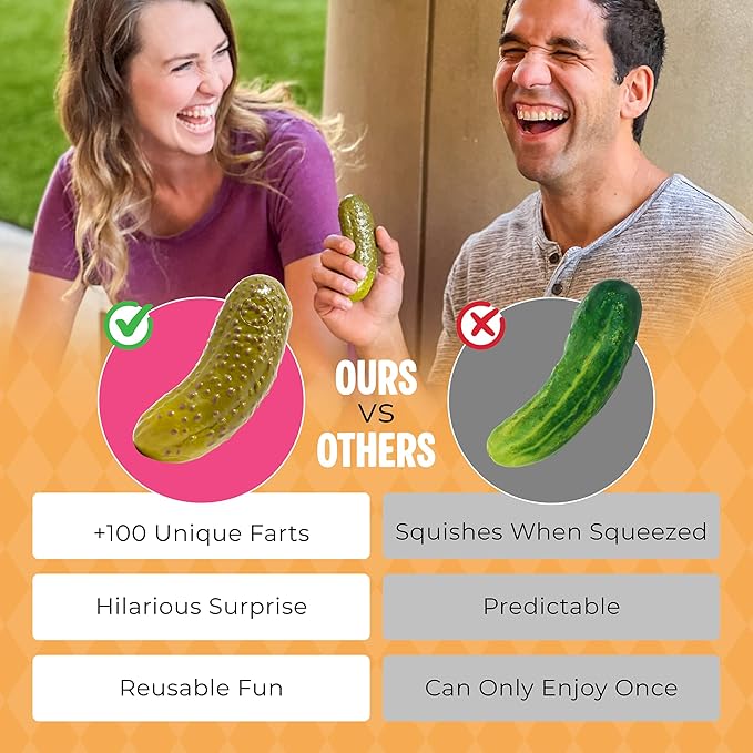 DR DINGUS Farting Pickle Toy - +100 Unique Farts - Hilarious Laughs - Novelty Gag Gift for Friends Family Coworkers Office Students Classroom