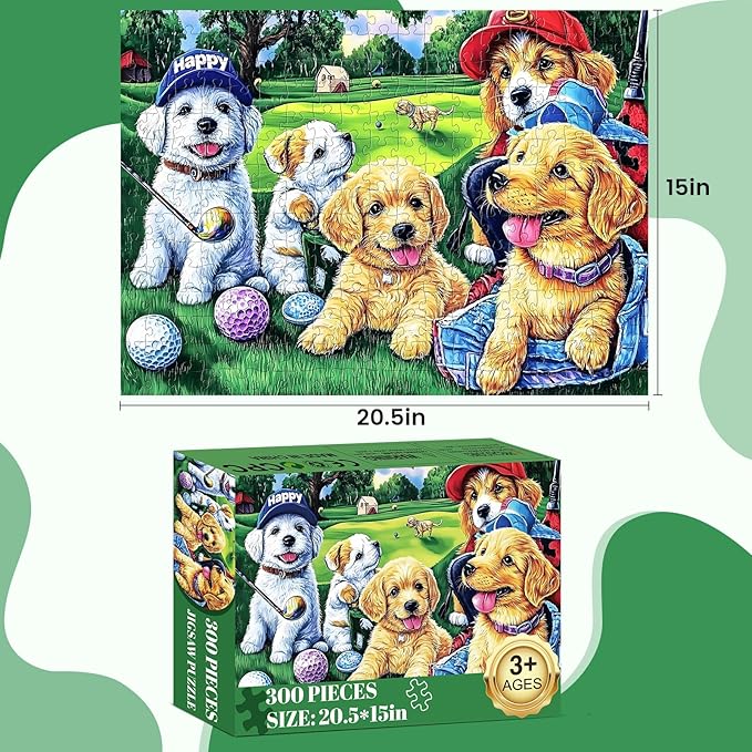 300 Piece Puzzle for Adults,Cute Dog Jigsaw Puzzles 300 Pieces for Adult Kids Elderly Puzzle Game Animal Puzzles for Kids Ages 10-12 Premium Cardboard Puzzles for Relaxation Family Activity
