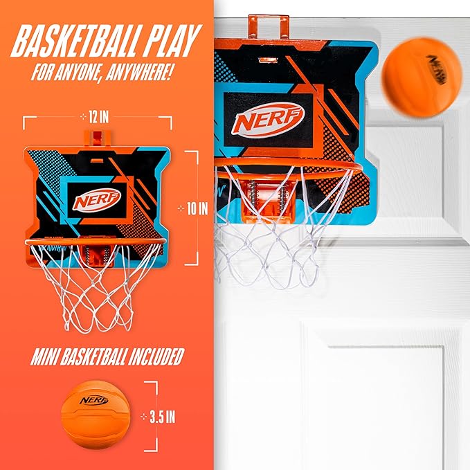 NERFOOP Slam Mini Basketball Hoop Set - Pro Hoop Mini Basket Set with NERF Foam Basketball - Spring Loaded Rim Great for Dunking - Perfect Bedroom + Office Accessory