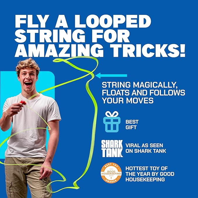 ZipString Original - As Seen on Shark Tank - Classic Rope Launcher Toy, Perfect for Kids & Adults - Fly a String Loop in The Air for Endless Tricks & Fun, Wonderment Awaits, Bold Blue