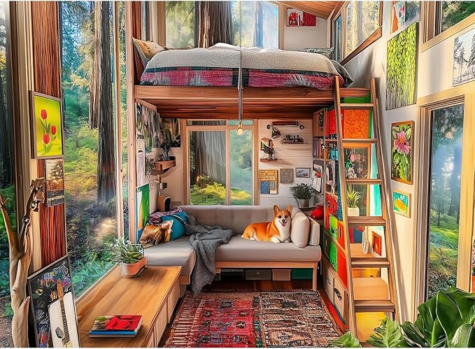 500 Piece Puzzle for Adults, Dog Jigsaw Puzzle, Forest Cabin Jigsaw Puzzles 500 Pieces Birthday Party for Family Funny Puzzle for Adults, Fun and Challenging Family Games 20.5×15 in