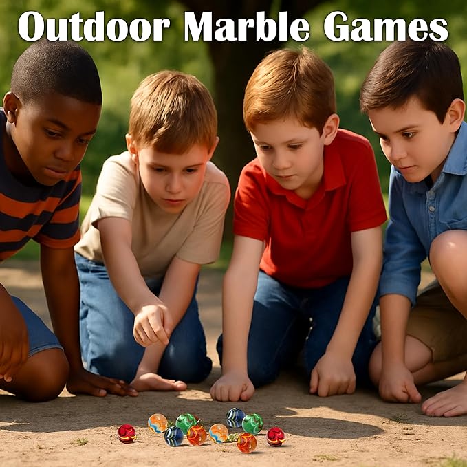 ARSUK Large Glass Shooter Marbles for Decoration 25mm/1 inch 10pcs Assorted Colour Marble Game, Marble Run Accessories Learning and Recreational, Sports & Outdoor Play (10pcs Handmade Marbles)