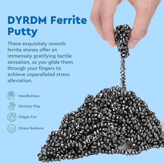 1000+ Original Ferrite Putty Black, Sensory Stones, Adult Fidget Stress Relief Desk & Office Item, Ferrite Stones Stocking Stuffers Gifts