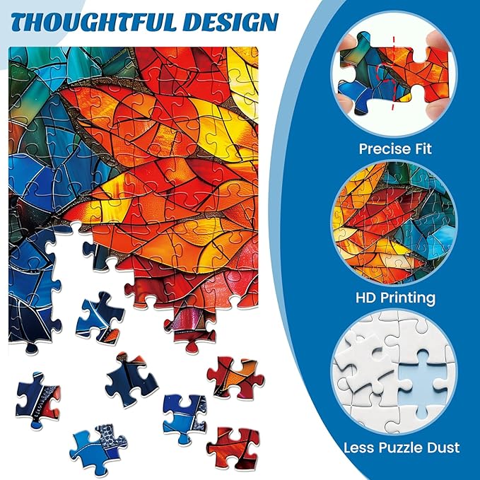 Puzzles for Adults 500 Pieces,Stained Glass Flower Puzzle,Impossible Hard Difficult Challenging Puzzle for Adults, Mosaic Flower of Life Jigsaw Puzzles 500 Pieces, Perfect for Game Nights 20.5X 15in