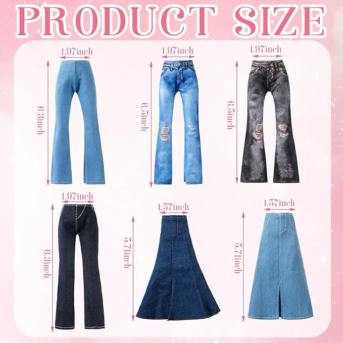 Bencailor 6 Pcs Short Doll Pants Clothes Shorts Smart Clothes Accessories for Christmas 8-12 Inch Dolls, 6 Colors(Style 1)