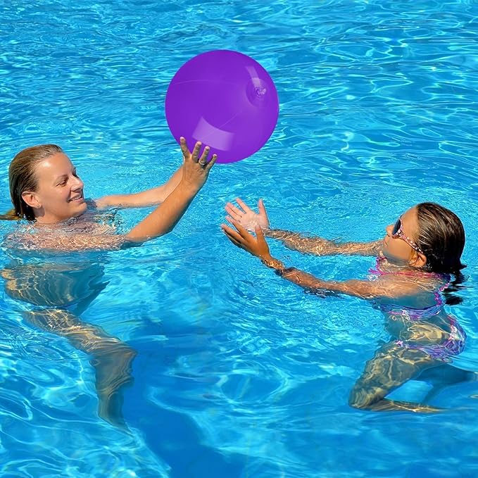 20 Pack Purple Beach Ball - 12Inch Blow Up Beach Ball Party Supplies for Kids, Inflatable Floating Balls for Summer Pool Parties, Outdoor Activities & Birthday Decorations (Purple)
