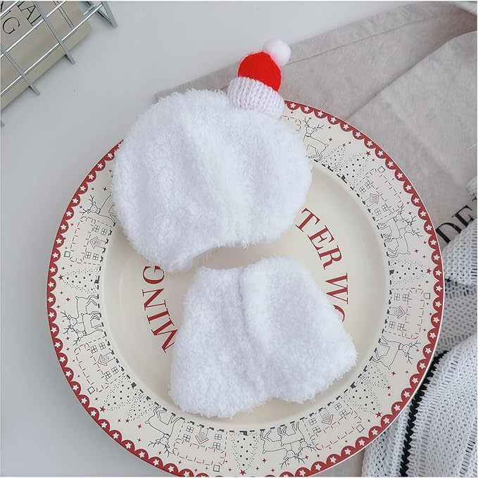 Christmas Clothes for Lu bubu 17cm Dolls(No Doll) Accessories,, Stylish Kawaii Festive Christmas Snowman Outfit Set 2 Pieces Suitable for 17cm Doll , Xmas Doll Clothing Set Replacement White