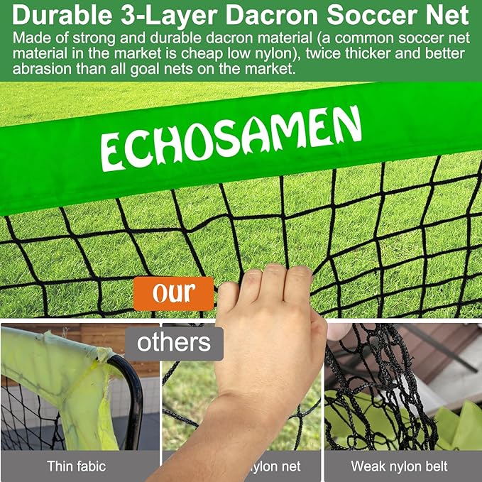 Kids Soccer Goals for Backyard, 2 of 6 x 4 ft Kids Soccer Goal Set Soccer Net with 10 Soccer Cones, Agility Ladder & Carry Bag, Portable Soccer Training Equipment.