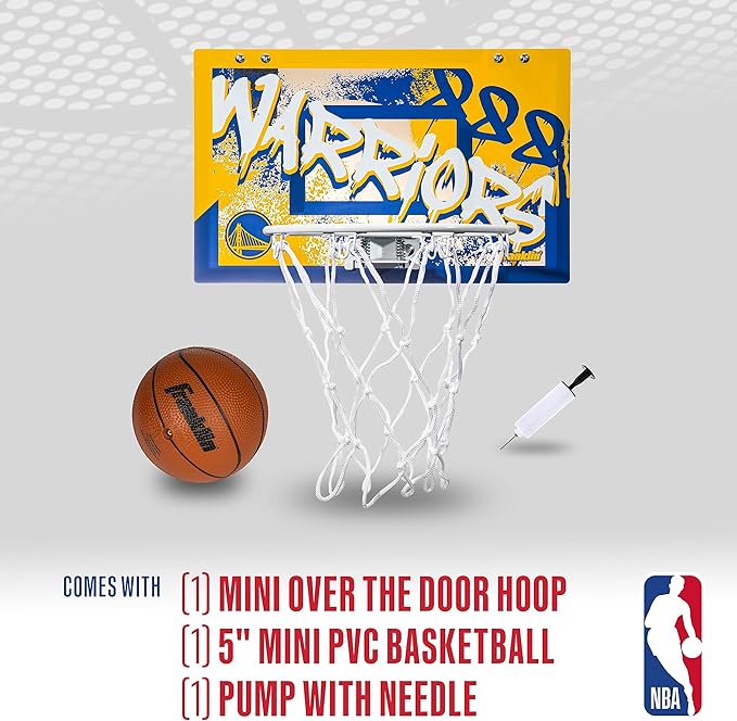 Franklin Sports NBA Team Over the Door Basketball Hoops - Kids Indoor Mini Basketball Hoop + Ball Set - NBA Fan Mini Hoops