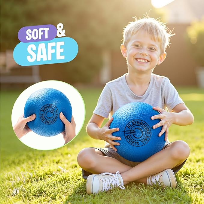 EVERICH TOY Playground Balls Kickball, 6 or 12 Pack 8.5" Soft Dodgeballs Bouncy Rubber Kick Balls for Kids Adults Outdoor Indoor, 4 Square Ball School Yard Games for Boys Girls 3-5 5-8 8-12 with Pump