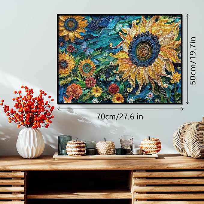 Sunflower Puzzles for Adults 1000 Pieces, Colorful Flower 3D Plant Jigsaw Puzzles Nature, Christian Beautiful Paper Floral Garden Puzzle