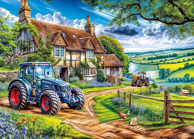 Jigsaw Puzzles for Adults 1000 Piece Puzzle for Adults 1000 Pieces Puzzle 1000 Pieces-Country Farmhouse & Tractors