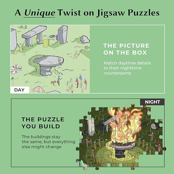 Time Warp Puzzle Series 1 – Day to Night Hidden Scene | 1000 Piece Jigsaw Puzzle for Adults | Discover a Story That Transforms as You Build | Giftable Magic Puzzle Art (Tourist Trap)