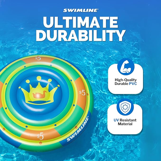 SWIMLINE Original Casino Chip Pool Float – Durable Vinyl Lounger for Adults & Teens – Fun Pool Float for Lake, Beach, or Backyard – Easy to Inflate and Store