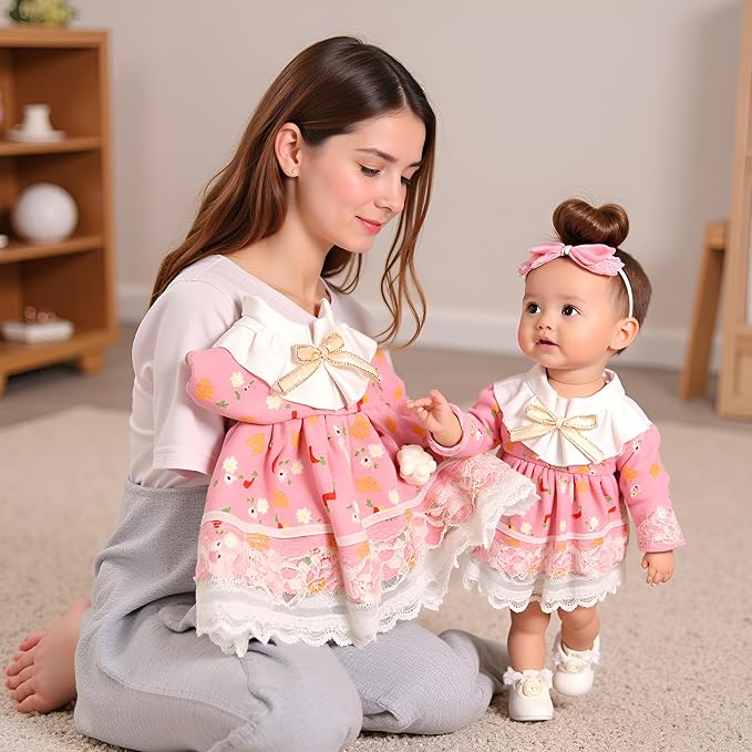 17cm Doll Clothes for Labubu Set - 5-Piece Luxury Designer Outfit with Bow, Glasses, Camera Bag & Shoes | Fashionable Dress-Up Accessories for Dolls (Pink)