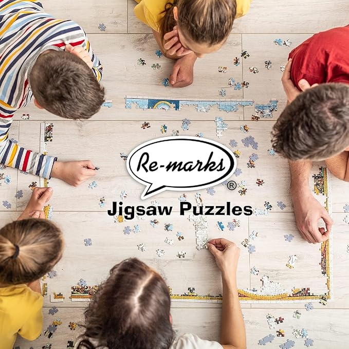 Re-marks Coastal Stamp Collage Puzzle, 500 Large Piece Jigsaw Puzzle for All Ages