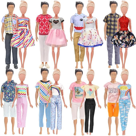 18 Pcs Clothes and Accessories 5 Boy Outfits for 12 inch Boy Doll and 5 Girls Outfits for 11.5 inch Girl Dolls , Christmas Present for Girl Kids in Random