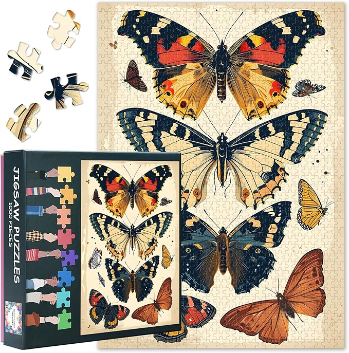 Puzzles for Adults 1000 Pieces, Butterflies Jigsaw Puzzles, Adult Puzzle for Adults, Educational Fun Games or Toys for Elders Friends 20X27 INCH