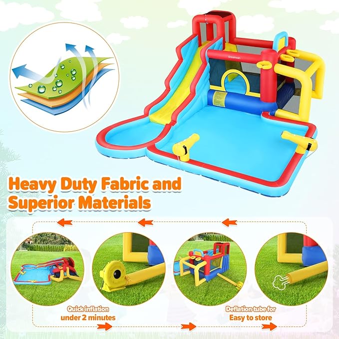 AKEYDIY Water Slide Bounce House,13×12.5ft Waterfall Waves Mega Water Slides Park |Inflatable Water Slide for Big Kids 8-12 &3-10,Large Pool,Blow Up Water Slide for Kids Backyard Outdoor