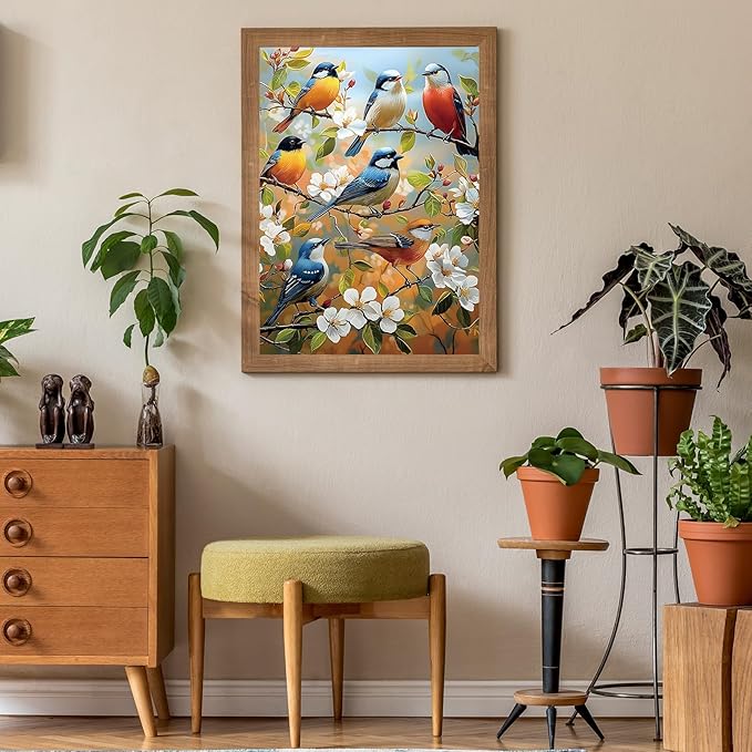 Puzzles for Adults 500 Pieces, Bird Jigsaw Puzzles 500 Pieces -Blossoms & Birds, Impossible Flowers Puzzle, Finished Size 20.47 * 14.96”, with 1:1 Poster, Letter on The Back