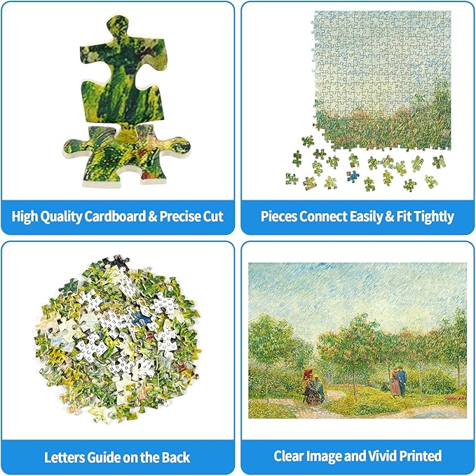 1000 Piece Puzzle for Adults - Garden With Courting Couples by Vincent Van Gogh - The Garden With Lovers Oil Painting Jigsaw Puzzle